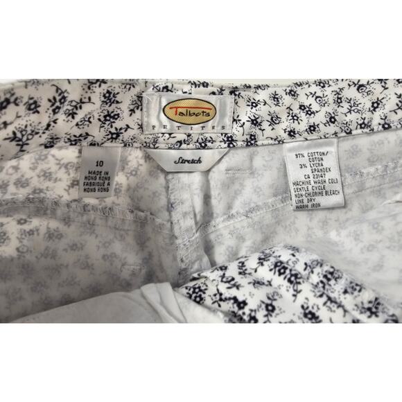 Talbots 10 PETITES 10P floral print ankle capri pants career casual whimsical * - Picture 4 of 7